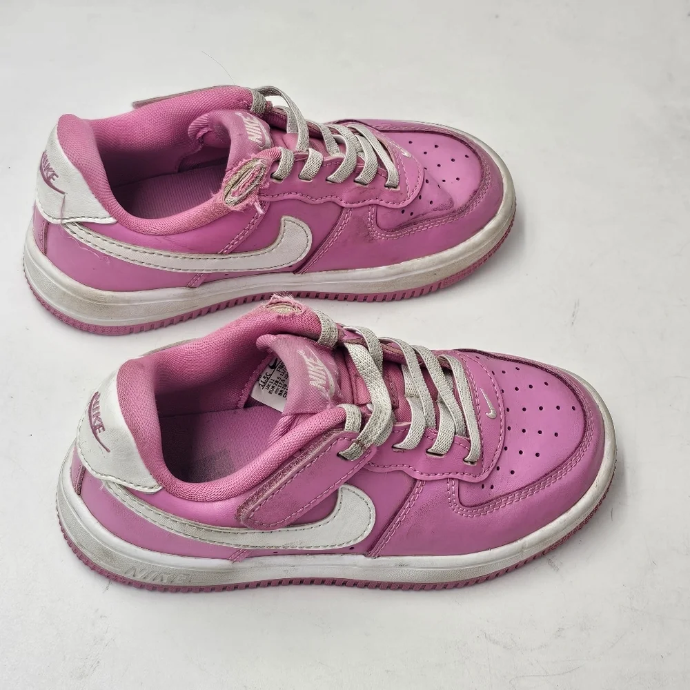 Nike Force 1 Low EasyOn Kids 11.5C Playful Pink White FlyEase Hook Loop Strap